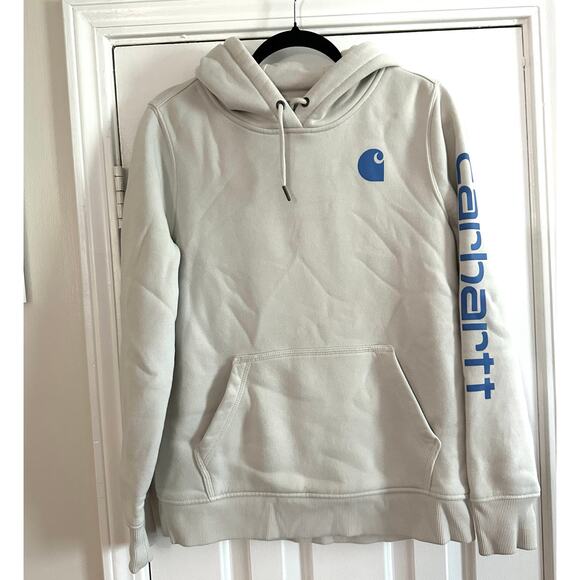 CARHARTT Relaxed Fit Midweight Logo Sleeve Graphic Hoodie Sweatshirt Soft - M - Picture 2 of 4